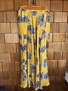 Sunshine Floral Maxi Skirt - Yellow with Black Floral Print
